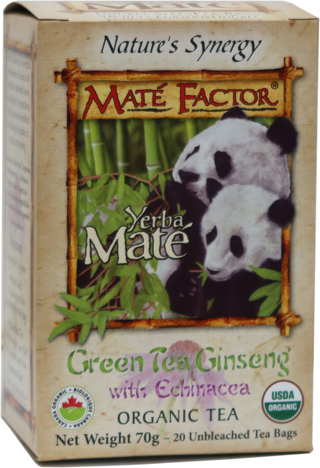 Green Tea Ginseng Yerba Maté Tea Bags - Organic