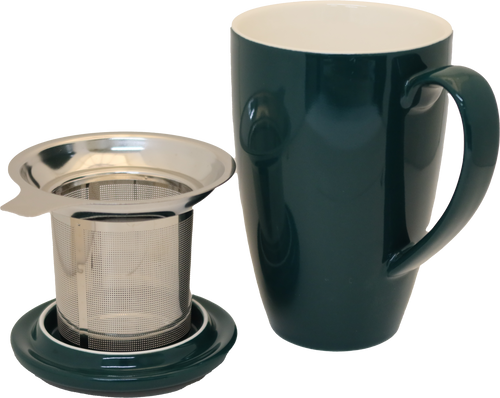Dark Green Porcelain Mug & Infuser