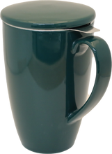 Load image into Gallery viewer, Dark Green Porcelain Mug &amp; Infuser
