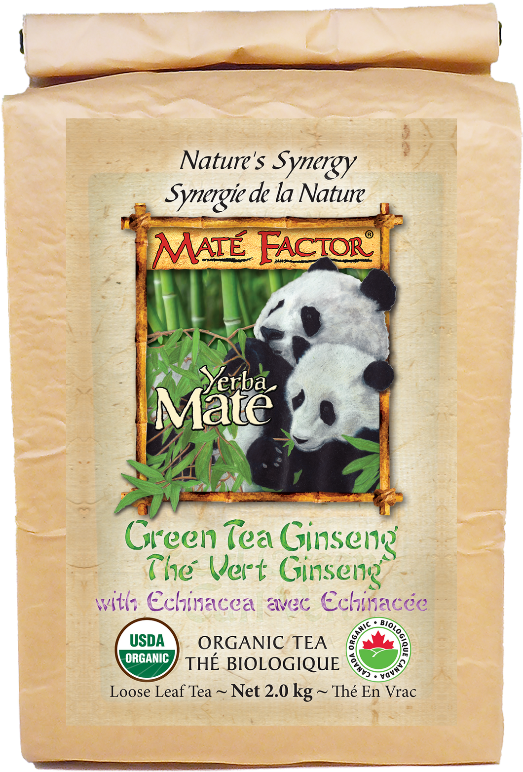 Green Tea Ginseng Yerba Maté 2 kg Loose Leaf - Organic