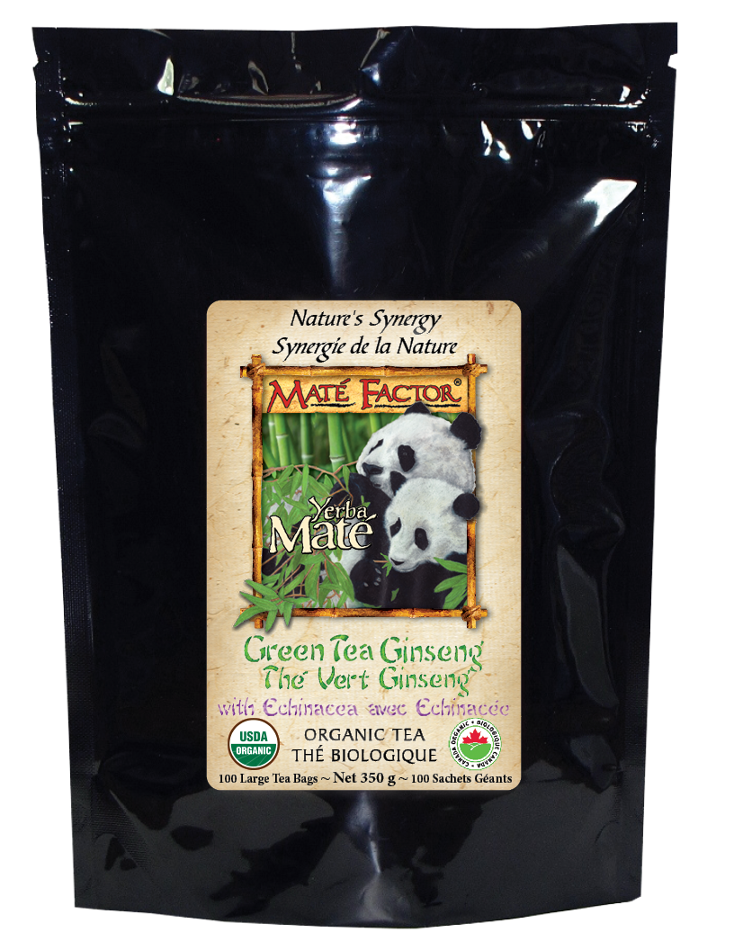 Green Tea Ginseng Yerba Maté 100 Tea Bags - Organic