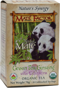 Green Tea Ginseng Yerba Maté Tea Bags - Organic